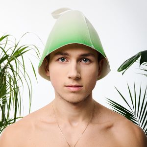 Czapka do sauny z wełny Gradient Zielona YEYE Made in Nature