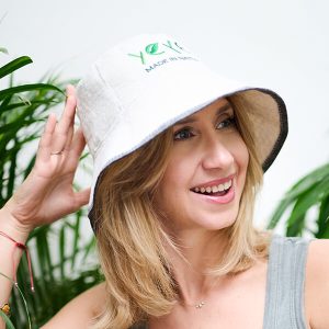 Czapka do sauny bucket hat ecru z 100% naturalnej wełny filcowej